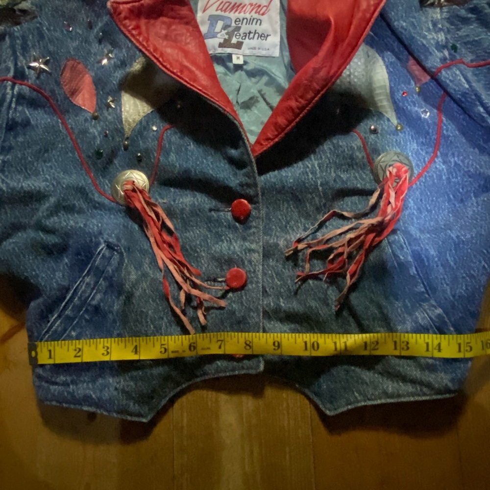 Vintage Denim Rodeo Jacket with Red leather Accents - Picture 12 of 14